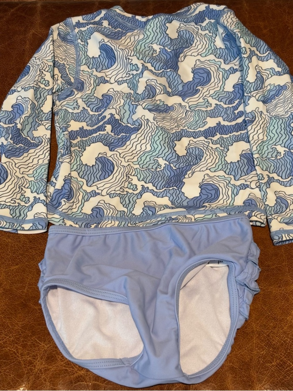 Ruffle Butts Light Blue & White Ruffle Swim Set - Picture 3 of 7